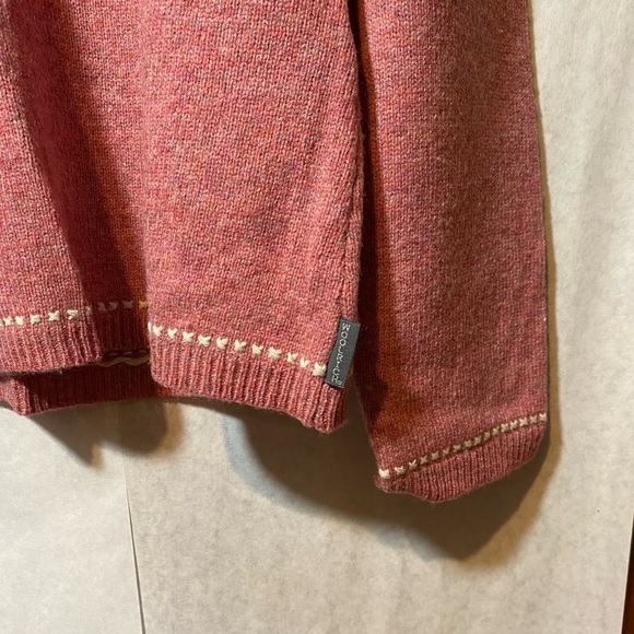 Woolrich Faire Isle Floral Rosebud Quarter zip Lambswool pullover size L - Picture 5 of 9